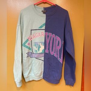 Wild Fable Two-Tone Graphic Crewneck Sweater - Blue and Green
